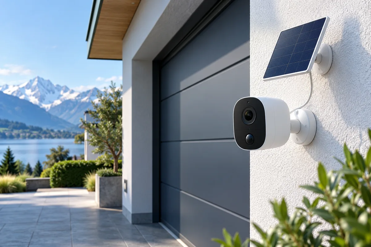 Kabellose Sicherheitskamera mit kleinem Solarpanel