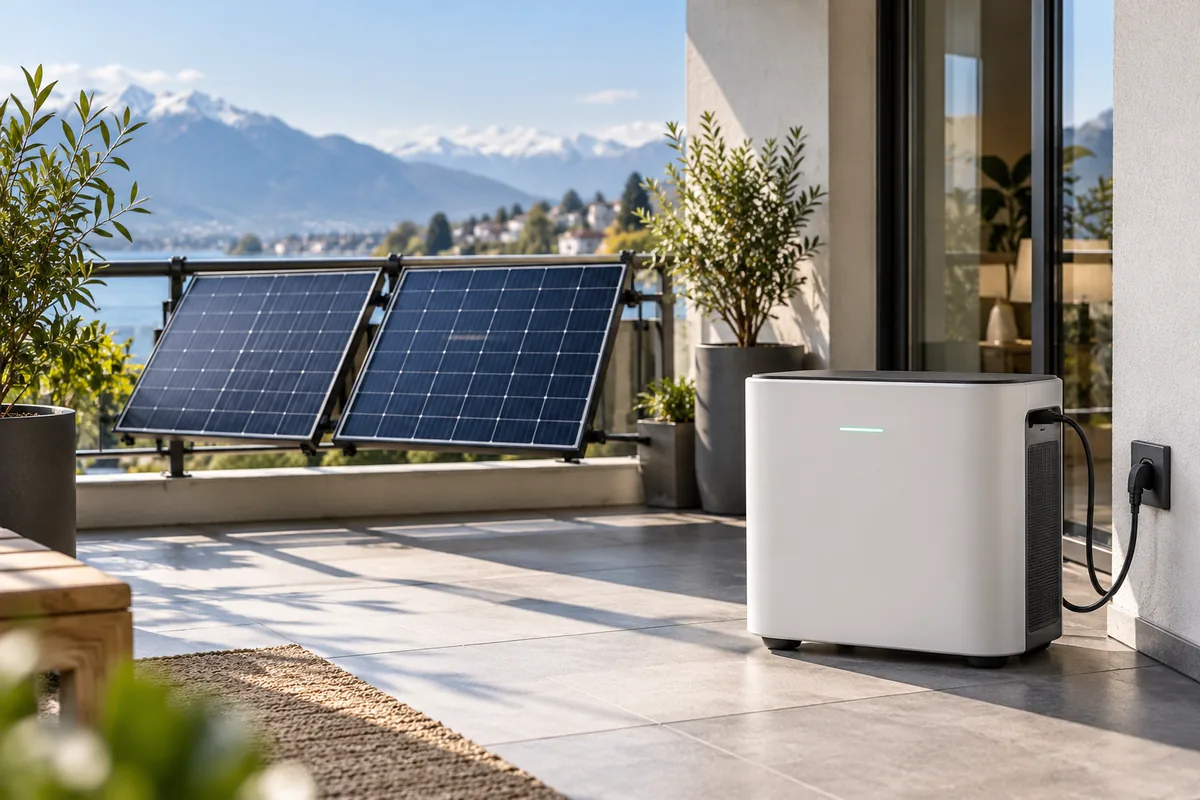 Kompakte Balkon-Solarlösung mit Energiespeicher